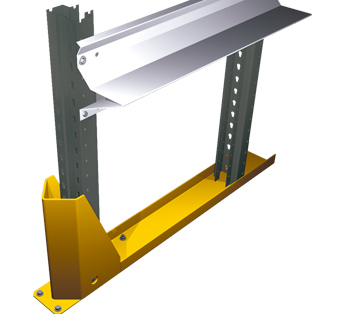 Forklift guide rail with built-in guard